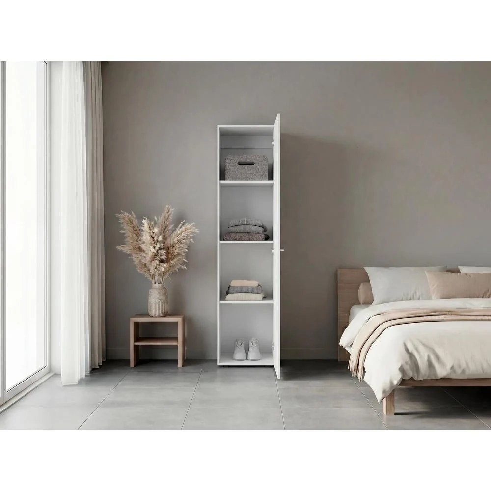 Closet Alma, Blanco Duqueza , Una puerta abatible y entrepaños para guardar ropa ZF Virtual Muebles ZF