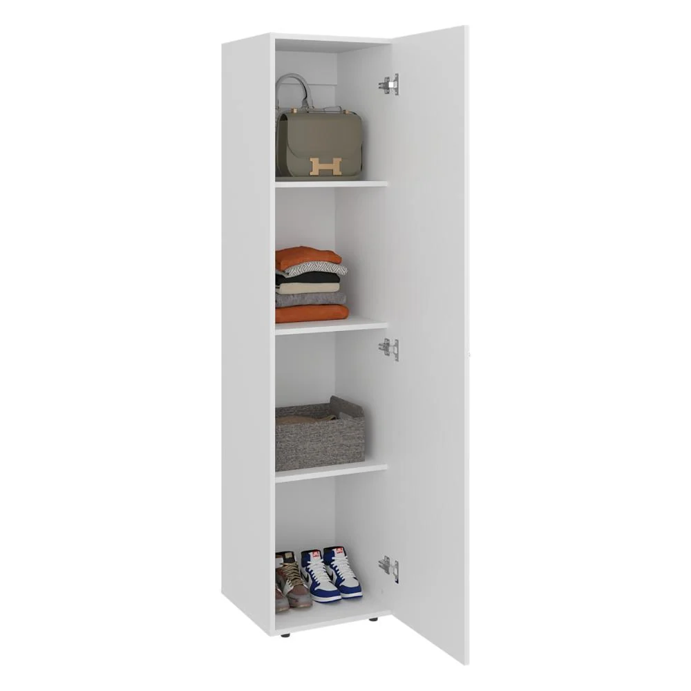 Closet Alma, Kronos Blanco, Diseño moderno con entrepaños y puerta ZF Virtual Muebles ZF