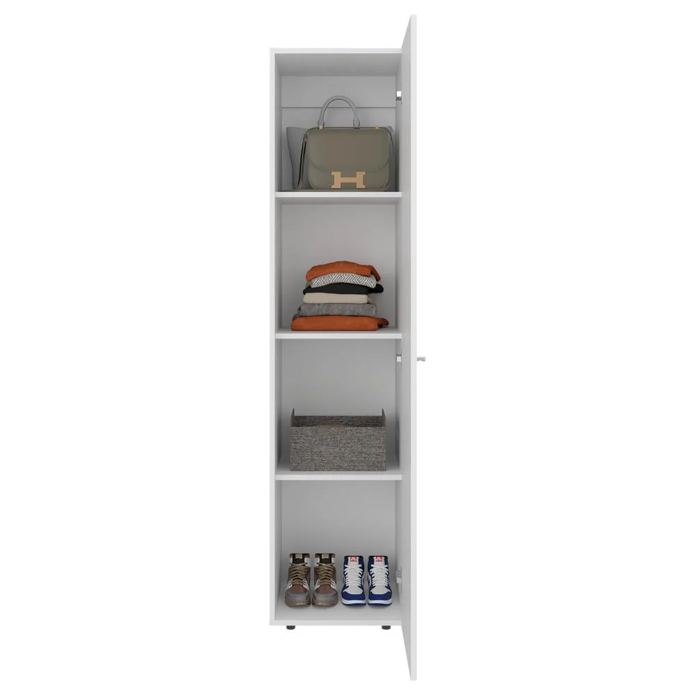 Closet Alma, Kronos Blanco, Diseño moderno con entrepaños y puerta ZF Virtual Muebles ZF