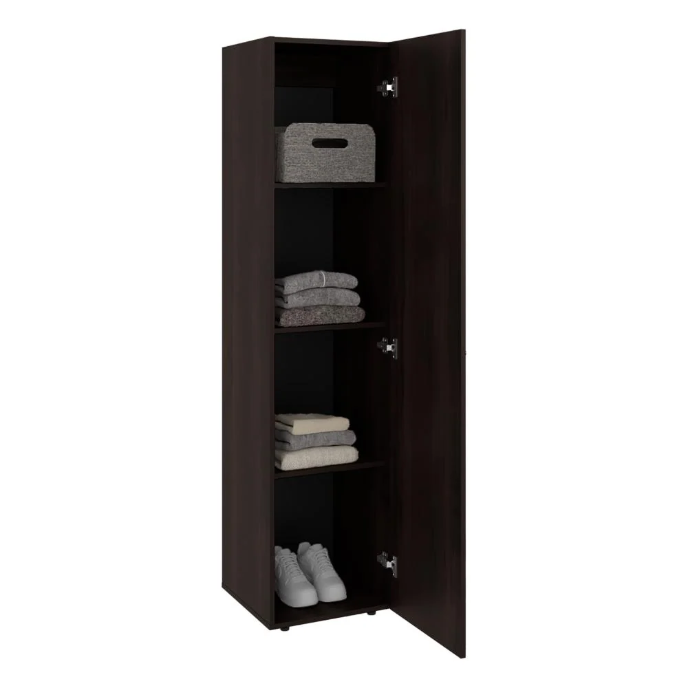 Closet Alma, Kronos Nogal, Diseño moderno con entrepaños y puerta ZF Virtual Muebles ZF