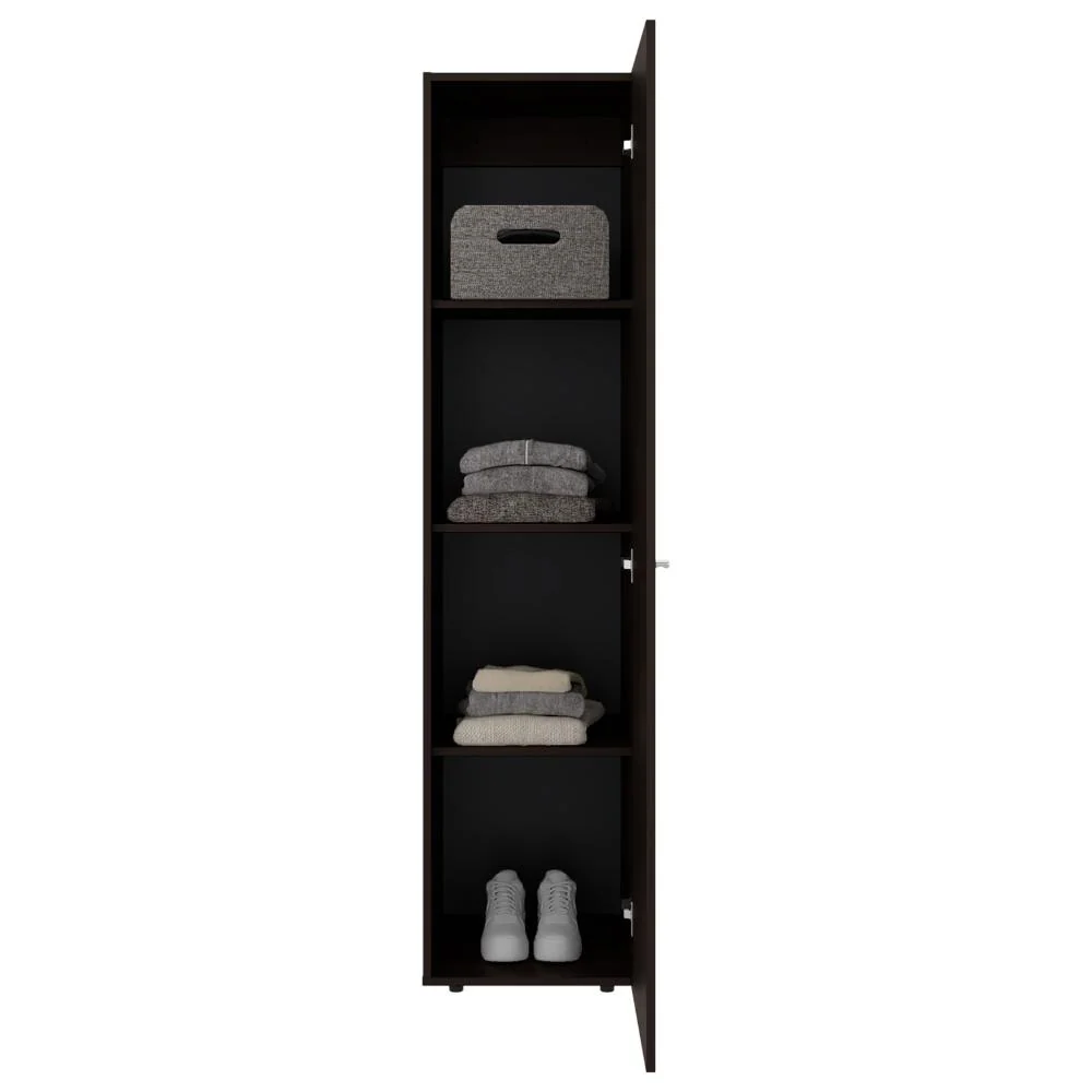 Closet Alma, Kronos Nogal, Diseño moderno con entrepaños y puerta ZF Virtual Muebles ZF