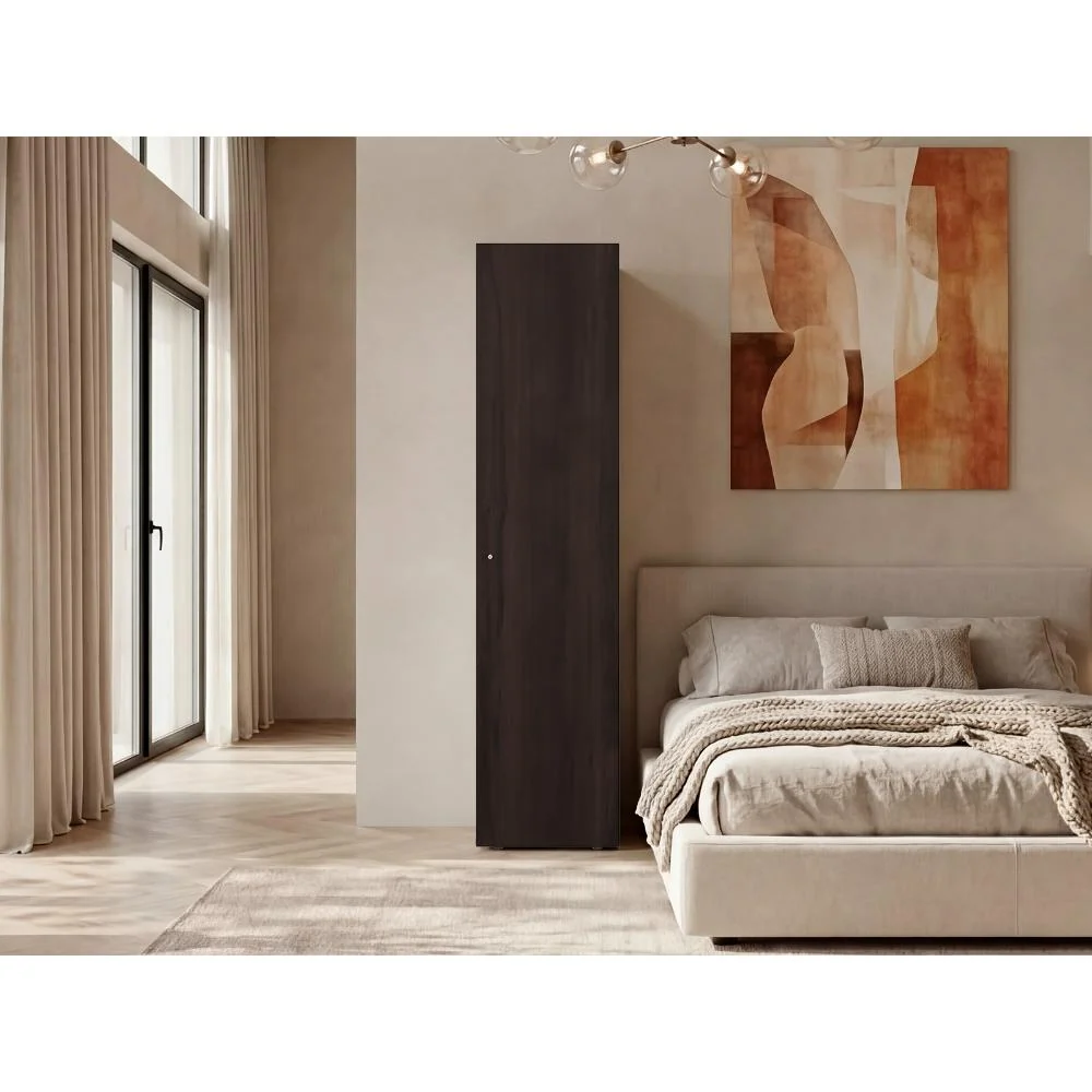 Closet Alma, Kronos Nogal, Diseño moderno con entrepaños y puerta ZF Virtual Muebles ZF