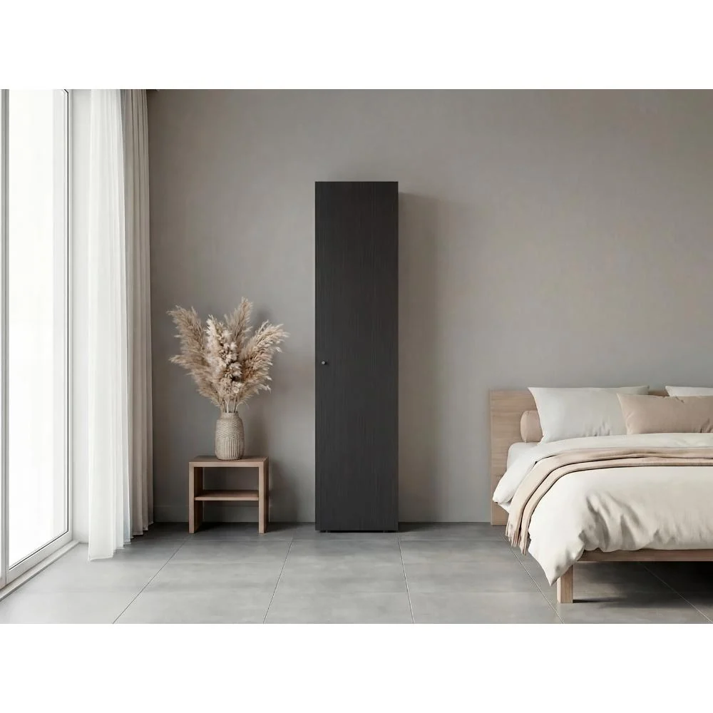 Closet Alma, Wengue, Una puerta abatible y entrepaños para guardar ropa ZF Virtual Muebles ZF