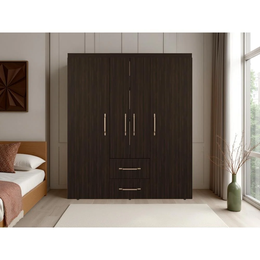 Closet Bariloche Eco, Kronos Nogal, Moderno con Variedad De Entrepaños, cuatro puertas y dos cajones ZF Virtual Muebles ZF