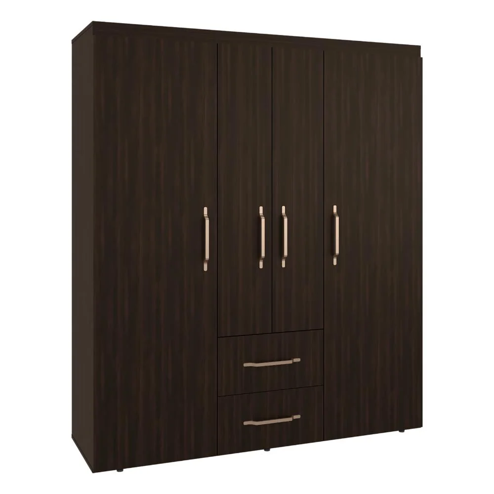 Closet Bariloche Eco, Kronos Nogal, Moderno con Variedad De Entrepaños, cuatro puertas y dos cajones ZF Virtual Muebles ZF
