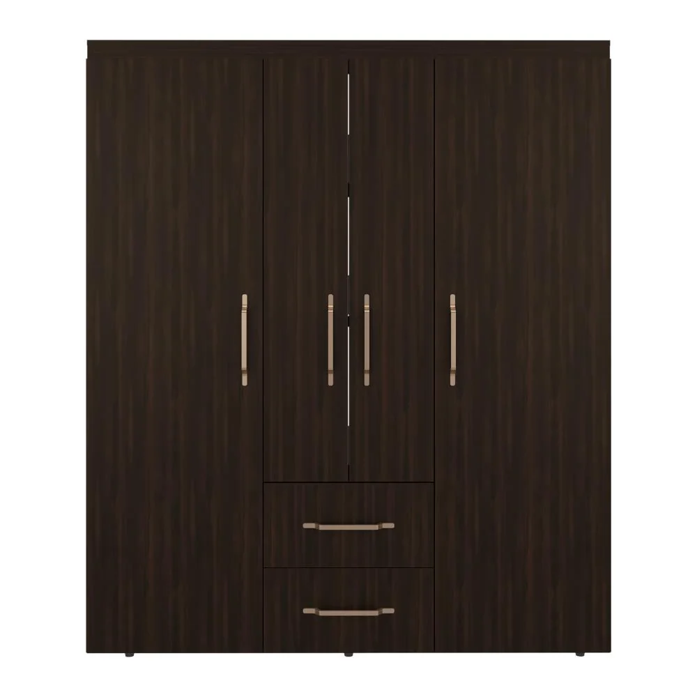 Closet Bariloche Eco, Kronos Nogal, Moderno con Variedad De Entrepaños, cuatro puertas y dos cajones ZF Virtual Muebles ZF