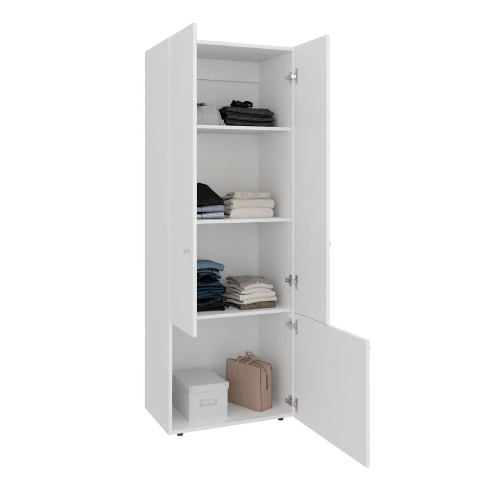 Closet Beico II, Blanco Duqueza, Con Tres Puertas Abatibles y Cuatro Entrepaños ZF Virtual Muebles ZF