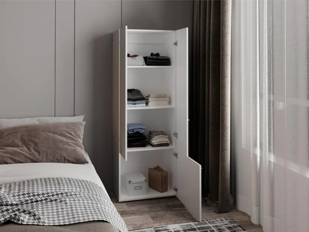 Closet Beico II, Blanco Duqueza, Con Tres Puertas Abatibles y Cuatro Entrepaños ZF Virtual Muebles ZF