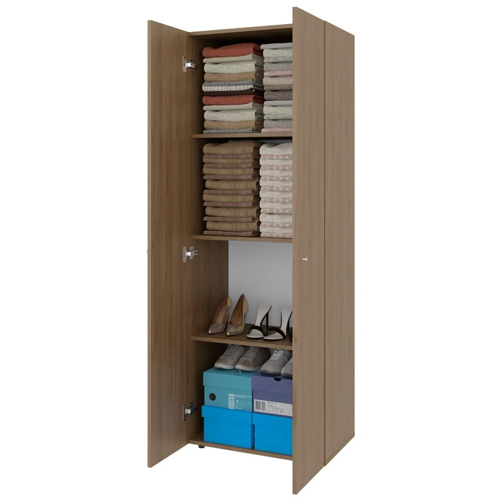 Closet Beico, Fresno Europeo y Blanco Duqueza, Con Dos Puertas Abatibles y Cuatro Entrepaños ZF Virtual Muebles ZF