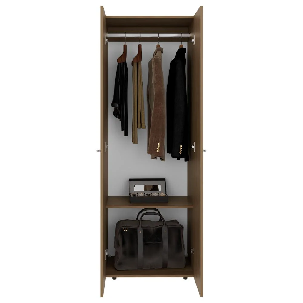 Closet Beico, Fresno Europeo y Blanco Duqueza, Con Dos Puertas Abatibles y Un Tubo Cromado ZF Virtual Muebles ZF