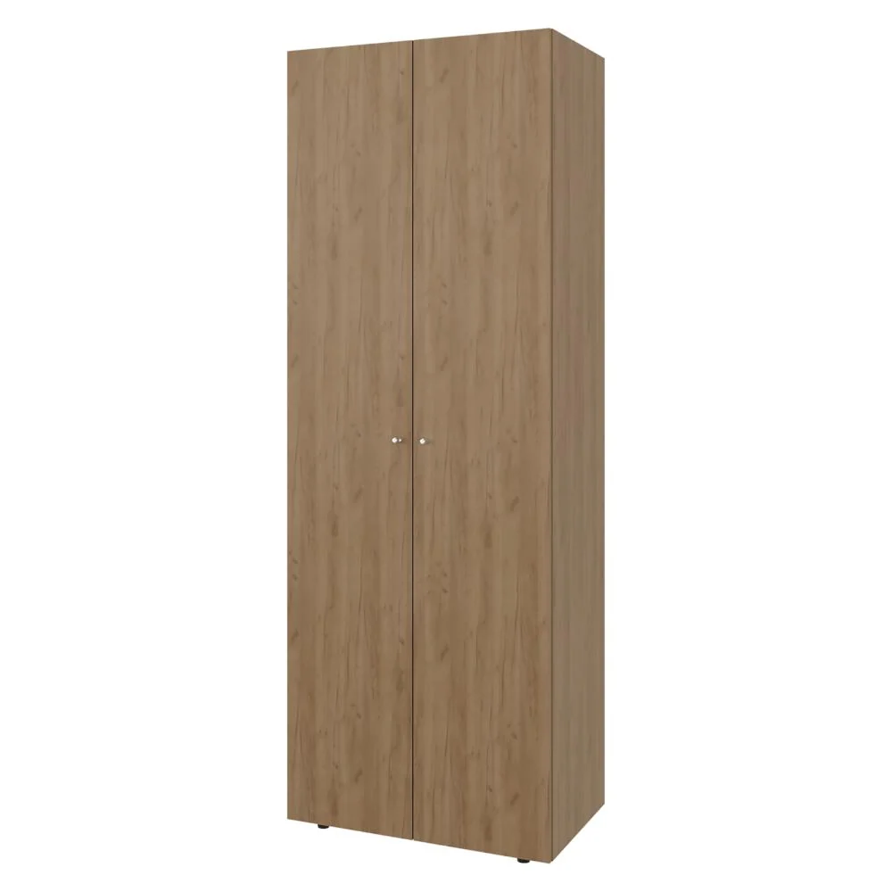 Closet Beico, Fresno Europeo y Blanco Duqueza, Con Dos Puertas Abatibles y Un Tubo Cromado ZF Virtual Muebles ZF