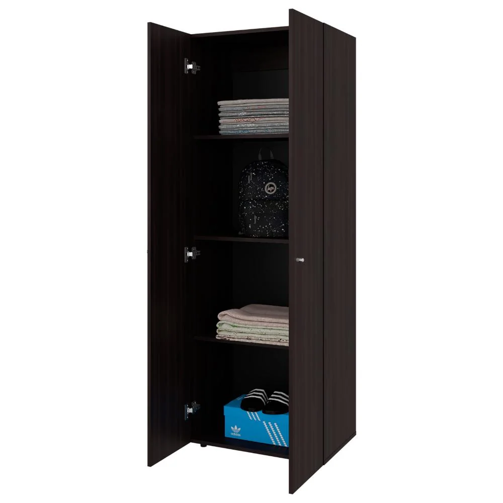 Closet Beico, Nogal y Negro, Con Dos Puertas Abatibles y Cuatro Entrepaños ZF Virtual Muebles ZF