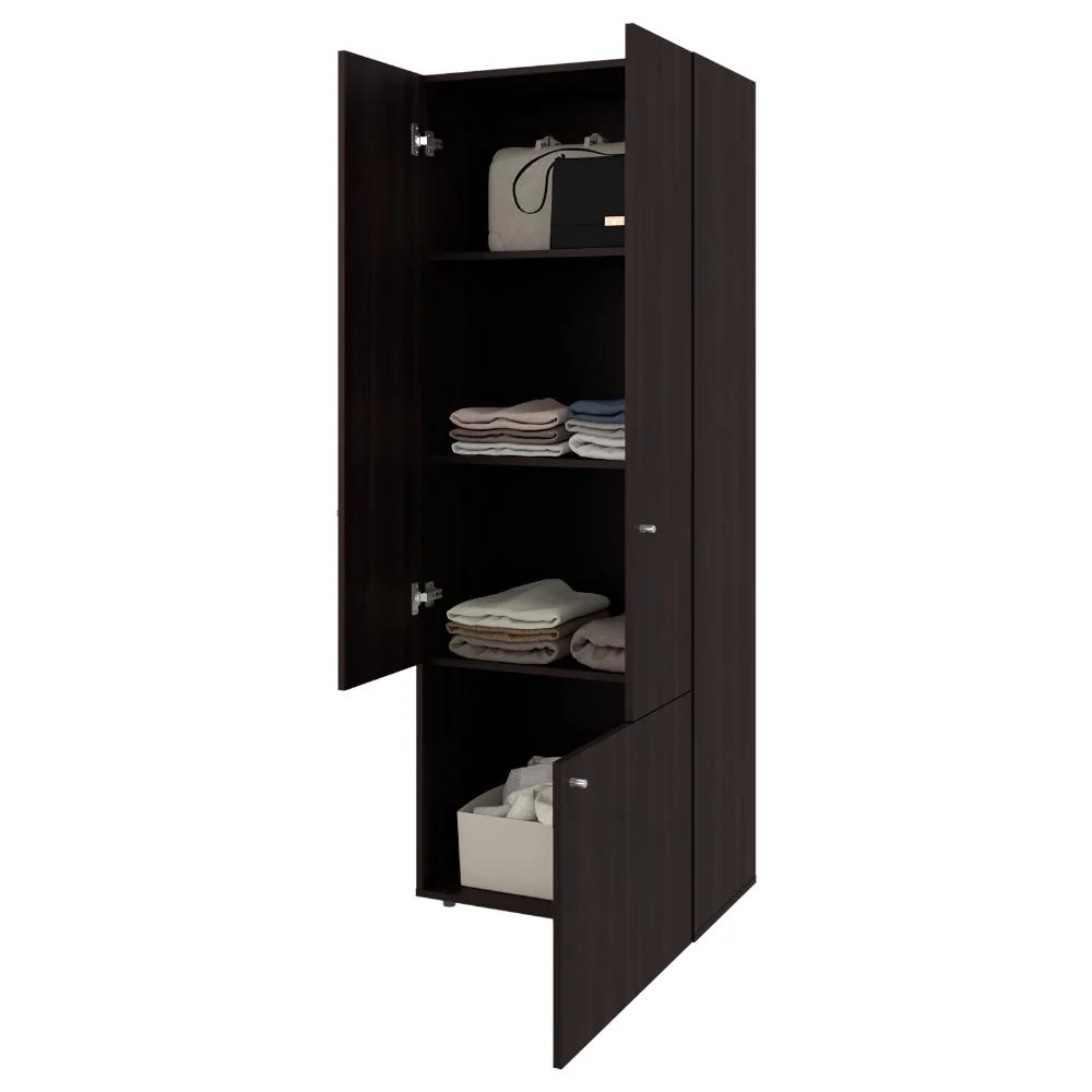 Closet Beico II, Nogal y Negro, con Tres Puertas Abatibles y Cuatro Entrepaños ZF Virtual Muebles ZF