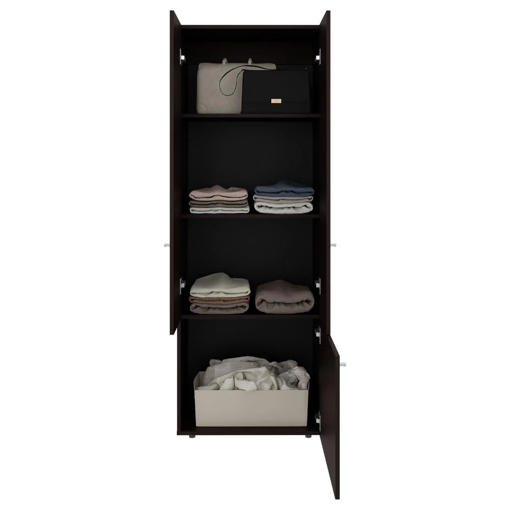 Closet Beico II, Nogal y Negro, con Tres Puertas Abatibles y Cuatro Entrepaños ZF Virtual Muebles ZF