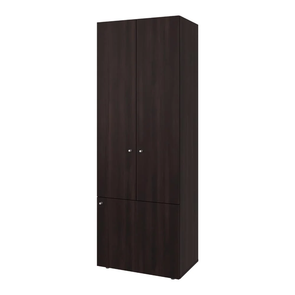 Closet Beico II, Nogal y Negro, con Tres Puertas Abatibles y Cuatro Entrepaños ZF Virtual Muebles ZF