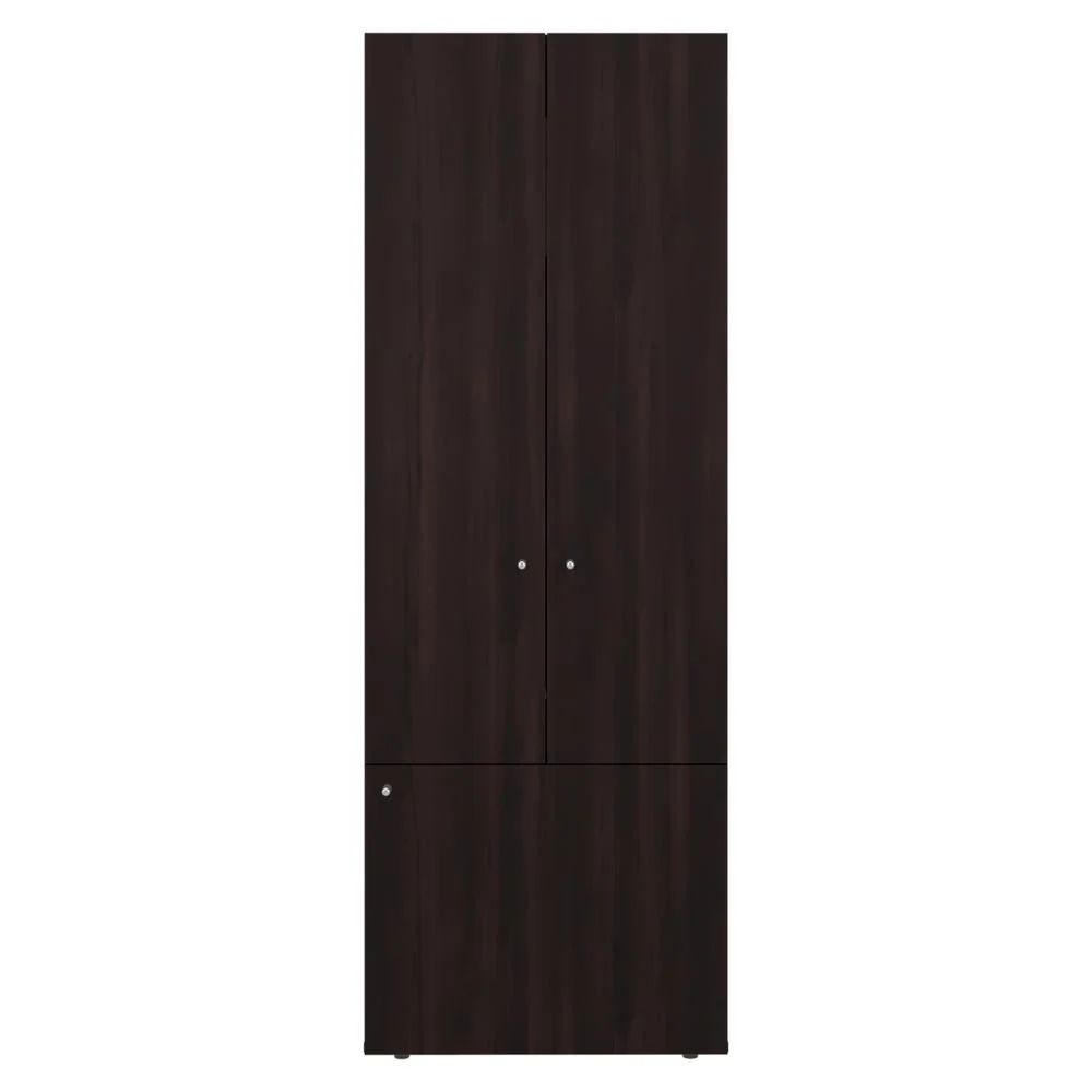 Closet Beico II, Nogal y Negro, con Tres Puertas Abatibles y Cuatro Entrepaños ZF Virtual Muebles ZF