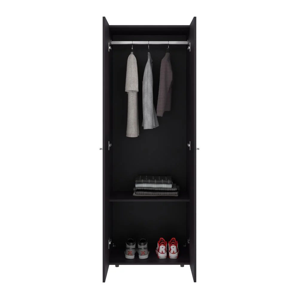 Closet Beico, Wengue, Con Dos Puertas Abatibles y Un Tubo Cromado ZF Virtual Muebles ZF