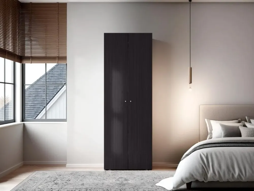 Closet Beico, Wengue, Con Dos Puertas Abatibles y Un Tubo Cromado ZF Virtual Muebles ZF