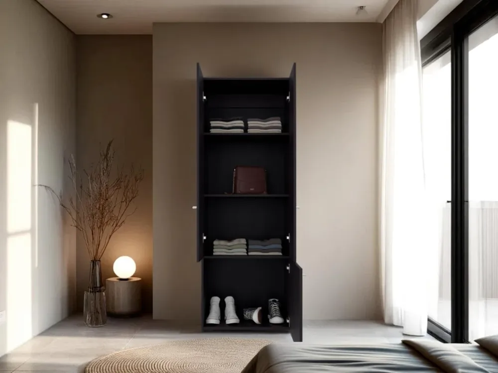 Closet Beico II, Wengue, Con Tres Puertas Abatibles y Tres Entrepaños ZF Virtual Muebles ZF