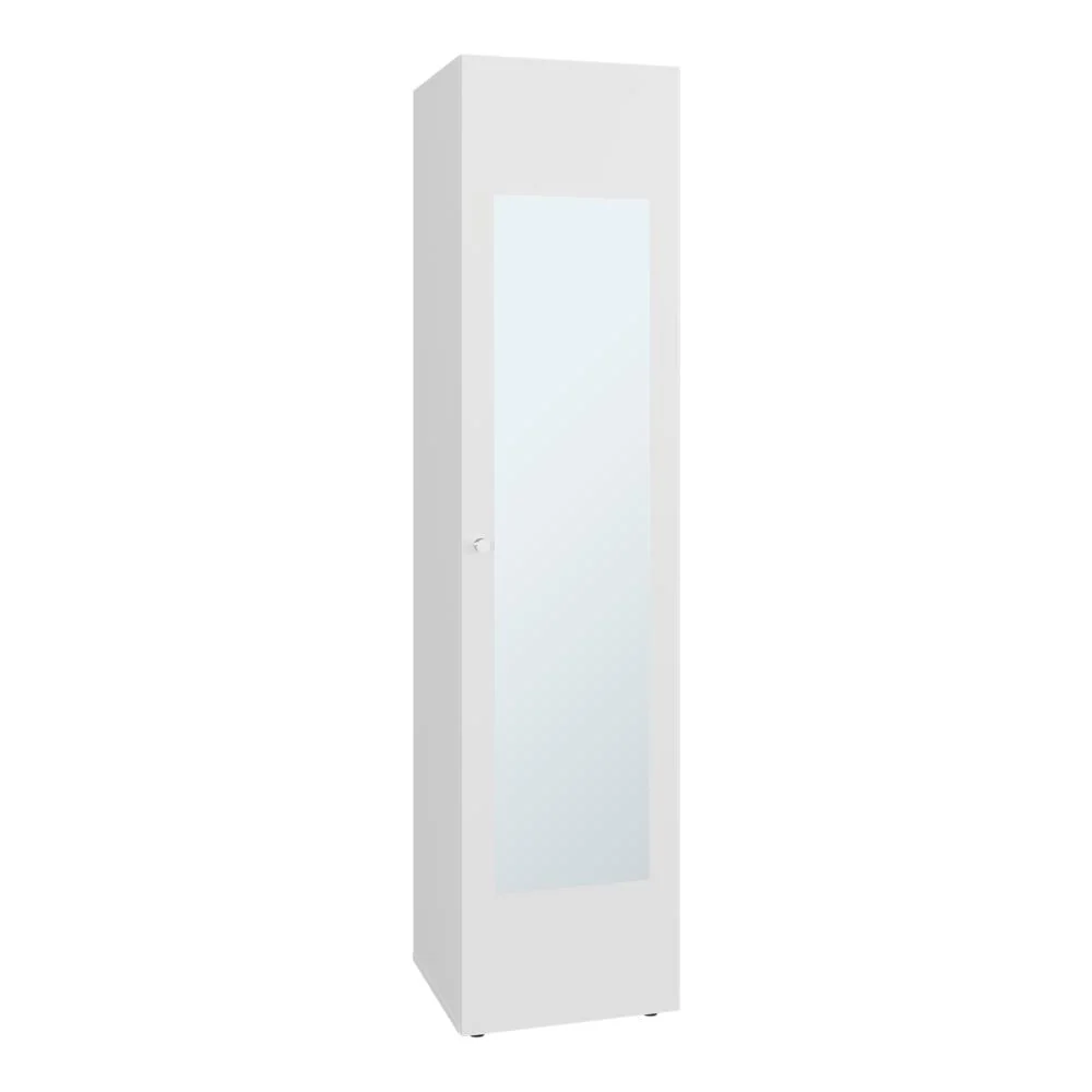 Closet Con Espejo Alma, Blanco Duqueza, Una puerta abatible y entrepaños para guardar ropa ZF Virtual Muebles ZF