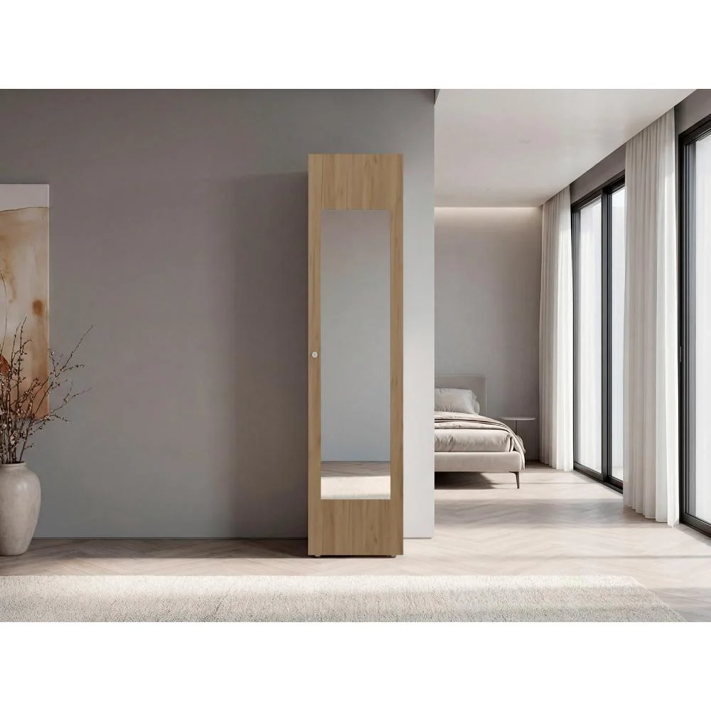 Closet Con Espejo Alma, Kronos Fresno, Diseño moderno con entrepaños y puerta ZF Virtual Muebles ZF