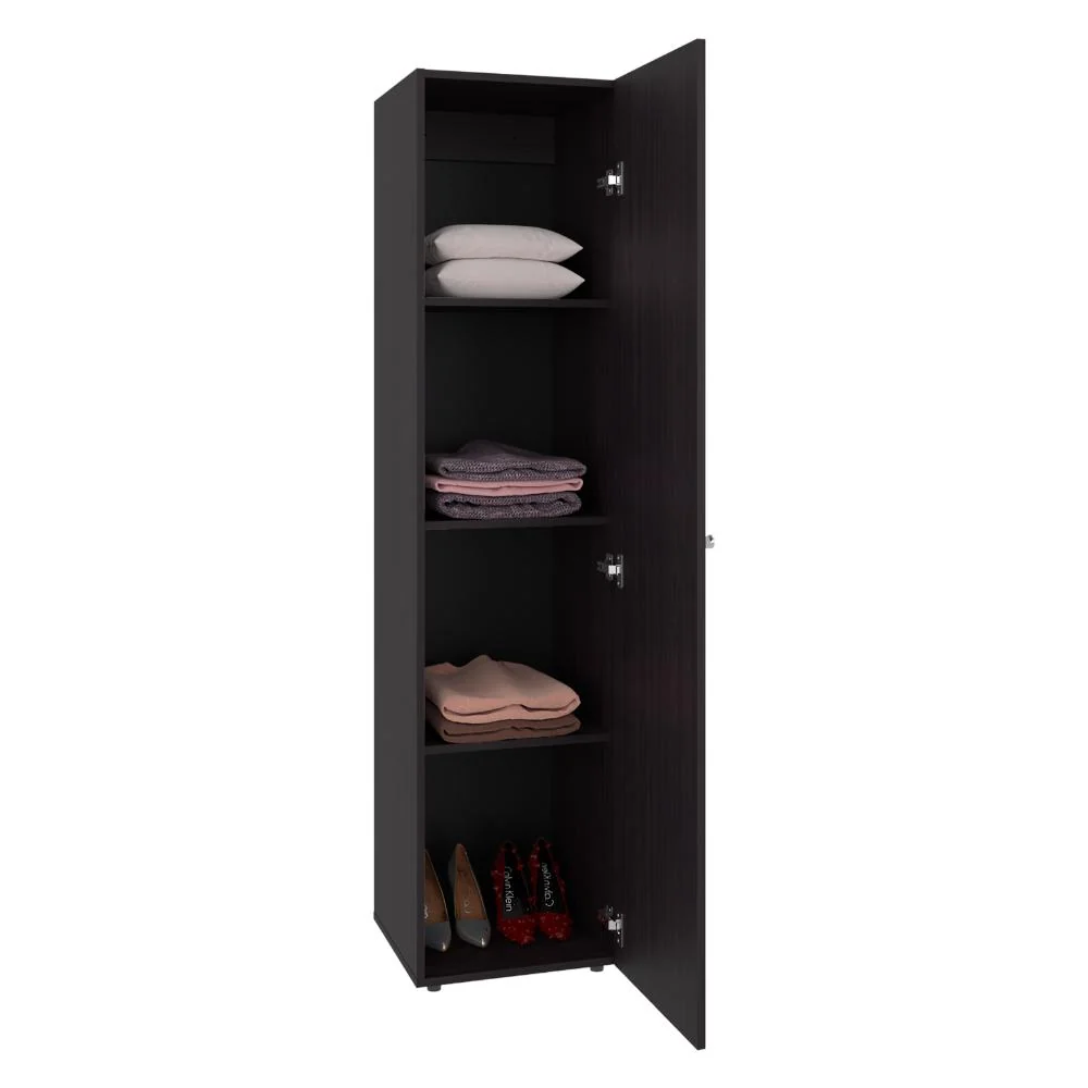 Closet Con Espejo Alma, Kronos Wengue, Una puerta abatible y entrepaños para guardar ropa ZF Virtual Muebles ZF
