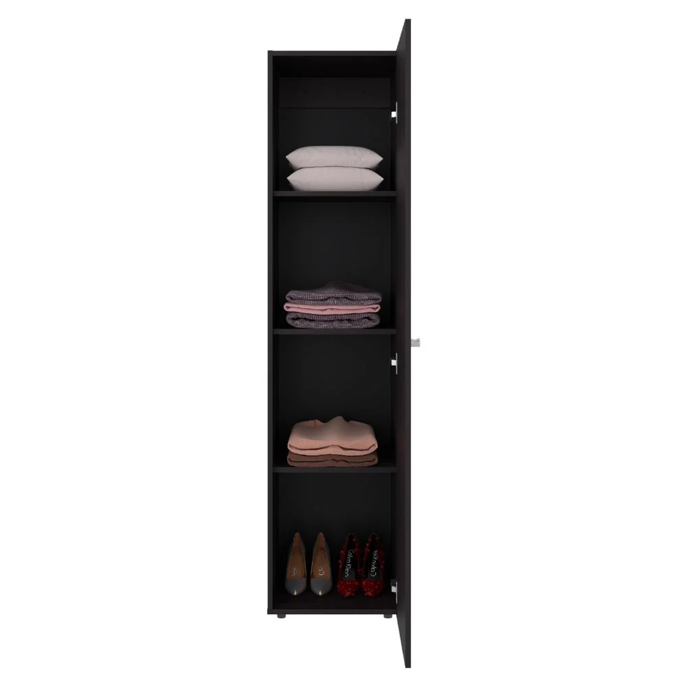 Closet Con Espejo Alma, Kronos Wengue, Una puerta abatible y entrepaños para guardar ropa ZF Virtual Muebles ZF