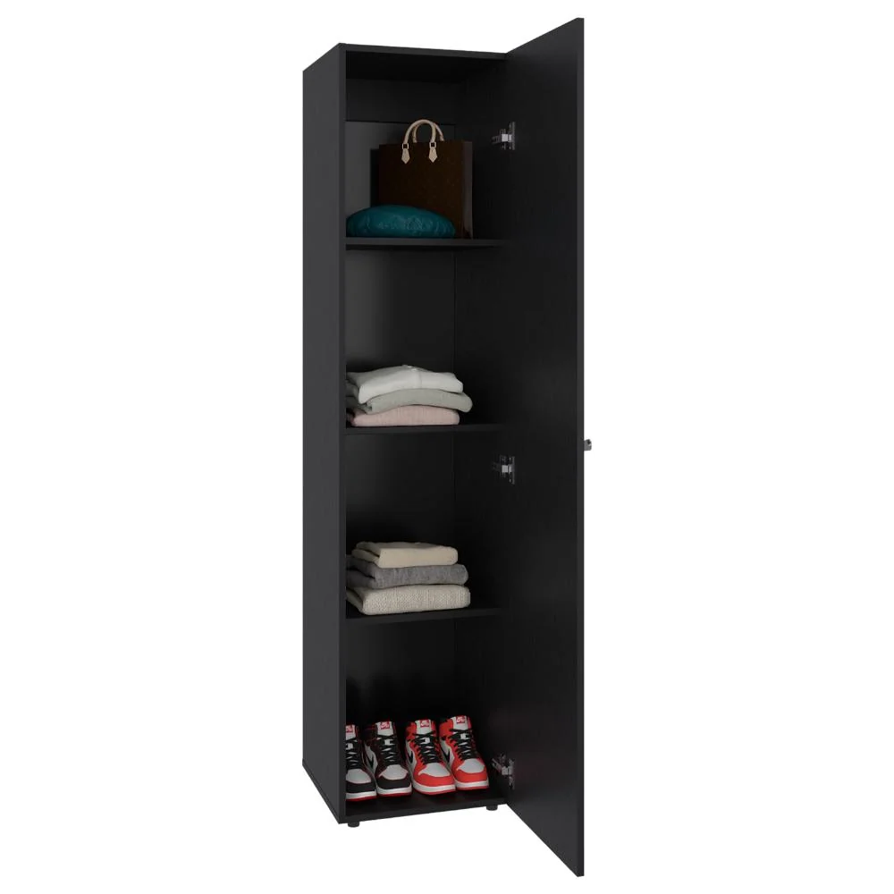 Closet Con Espejo Alma, Wengue, Una puerta abatible y entrepaños para guardar ropa ZF Virtual Muebles ZF