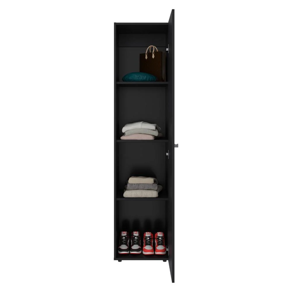 Closet Con Espejo Alma, Wengue, Una puerta abatible y entrepaños para guardar ropa ZF Virtual Muebles ZF