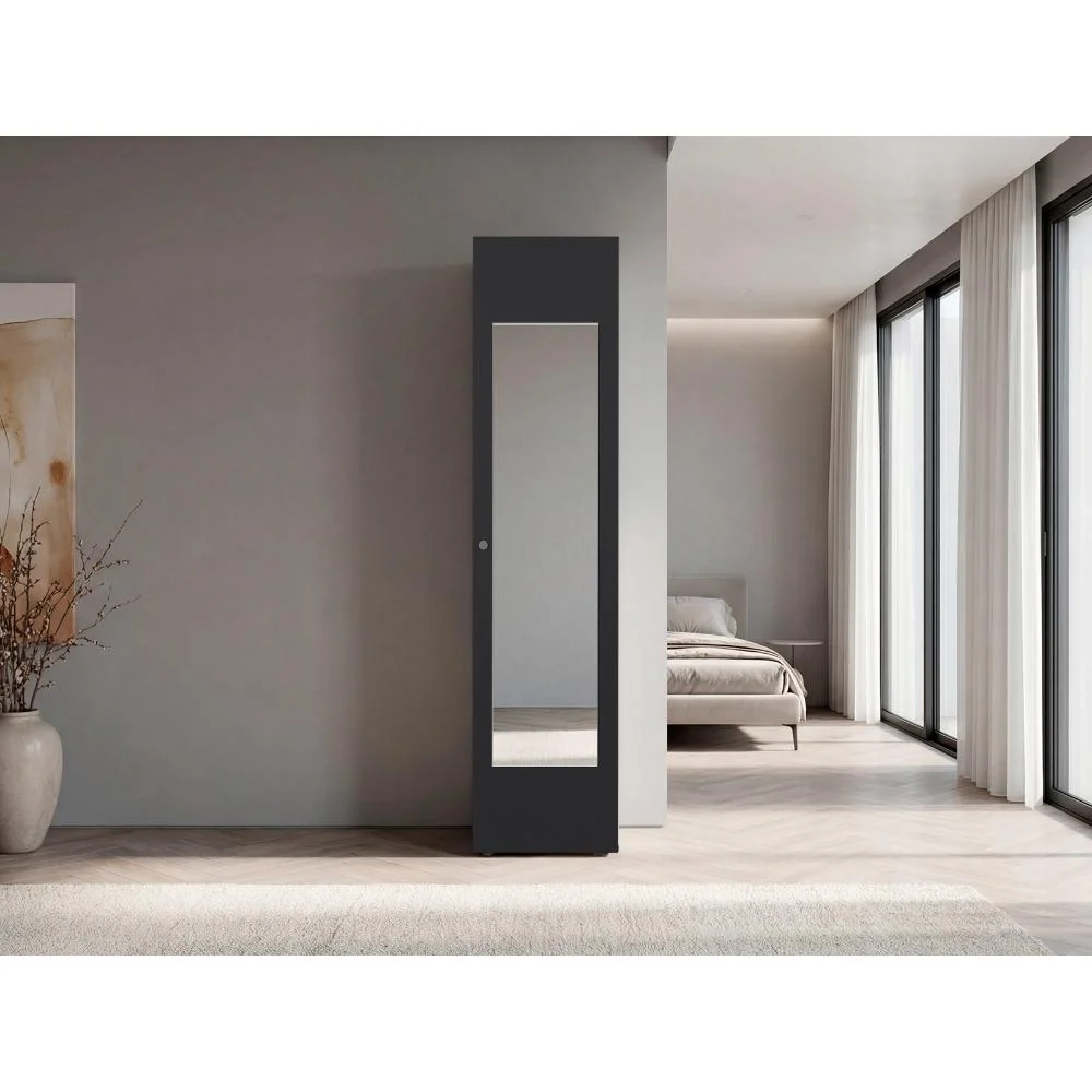 Closet Con Espejo Alma, Wengue, Una puerta abatible y entrepaños para guardar ropa ZF Virtual Muebles ZF