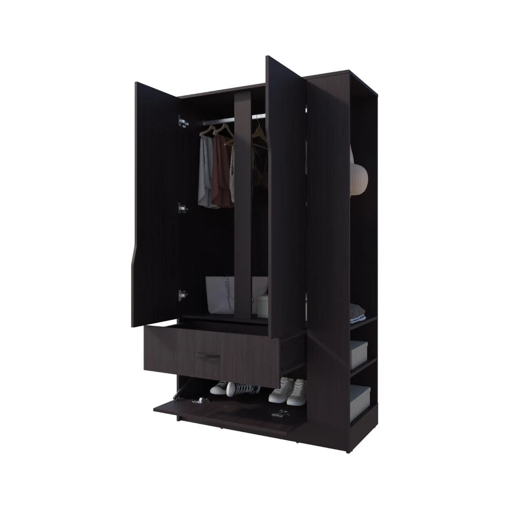 Closet Dakota, Wengue, Con Tres Puertas Abatibles y Un Cajon ZF Virtual Muebles ZF