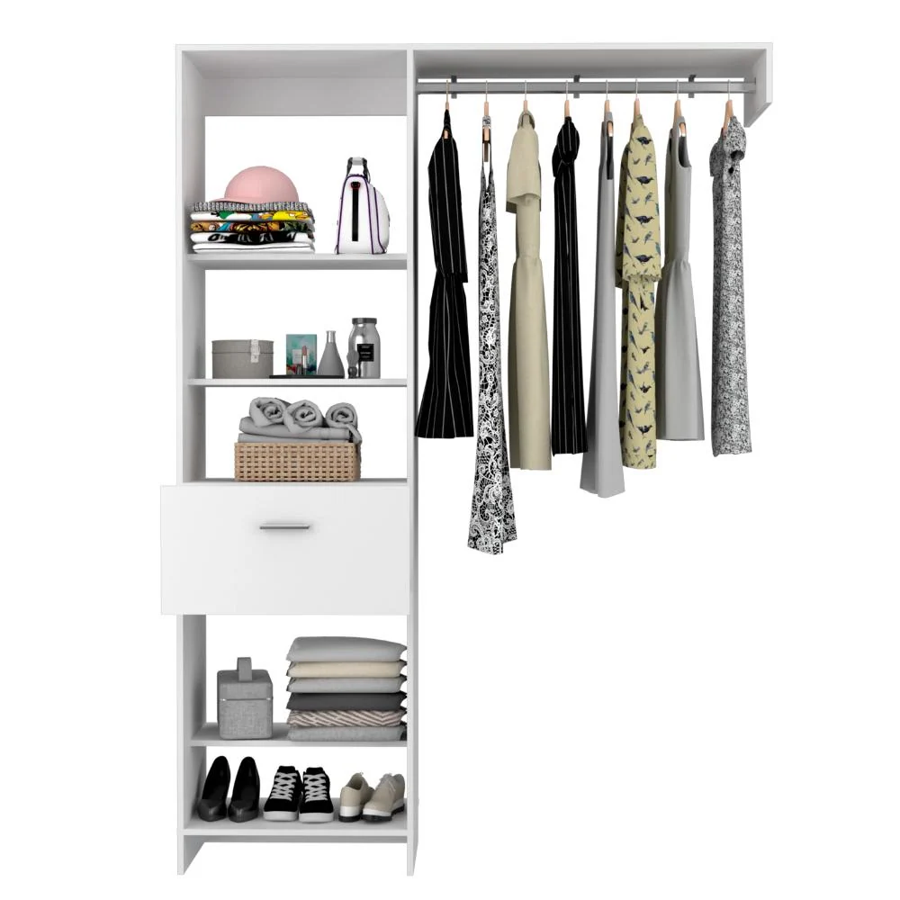 Closet Delhi 150, Blanco Duqueza, Con Tres Entrepaños y Un Tubo Para Colgar Ropa ZF Virtual Muebles ZF