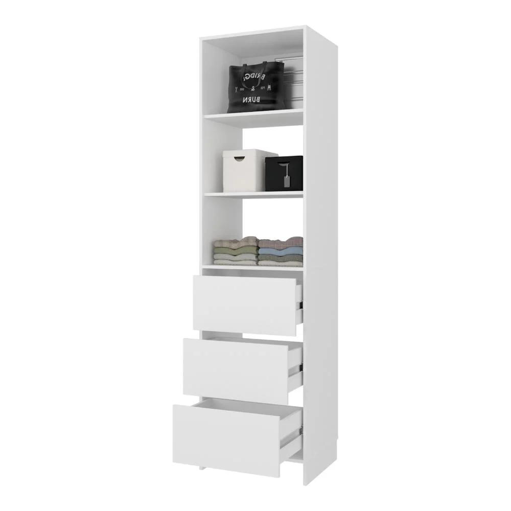 Closet Eco, Kronos Blanco, Con tres entrepaños y tres cajones amplios para organizar ropa ZF Virtual Muebles ZF