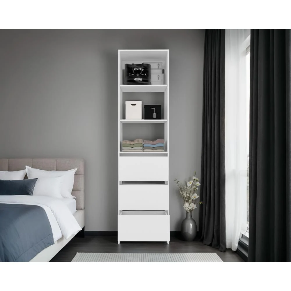 Closet Eco, Kronos Blanco, Con tres entrepaños y tres cajones amplios para organizar ropa ZF Virtual Muebles ZF