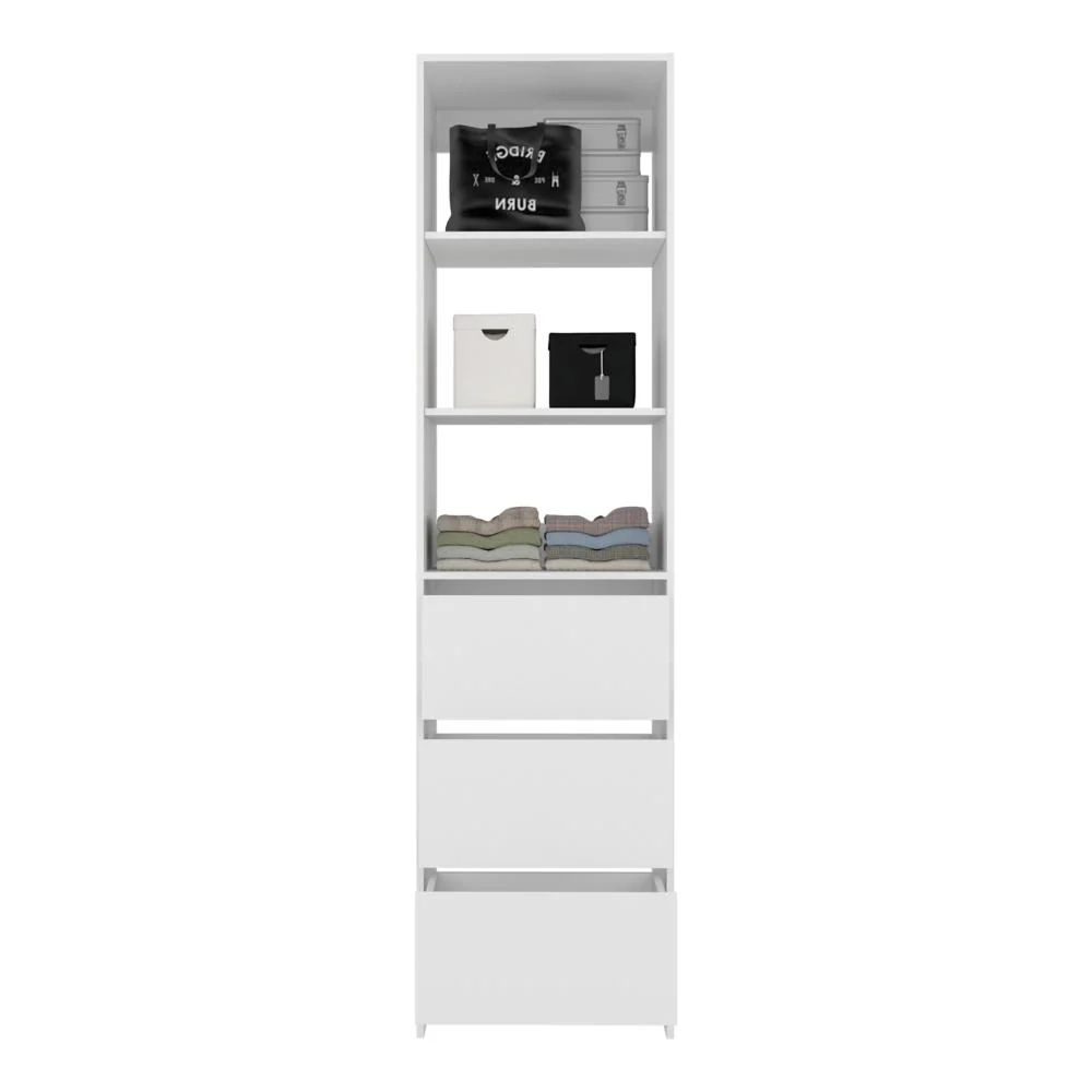 Closet Eco, Kronos Blanco, Con tres entrepaños y tres cajones amplios para organizar ropa ZF Virtual Muebles ZF
