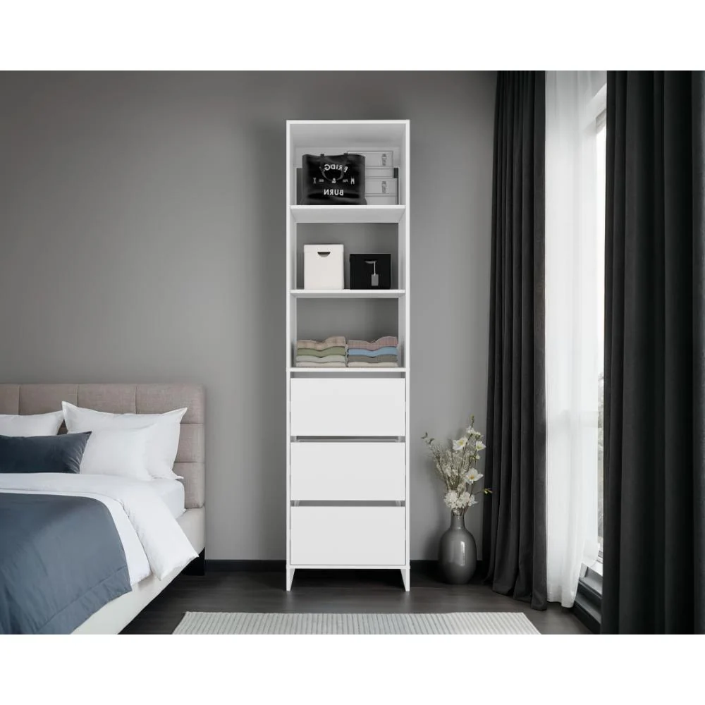 Closet Eco, Kronos Blanco, Con tres entrepaños y tres cajones amplios para organizar ropa ZF Virtual Muebles ZF