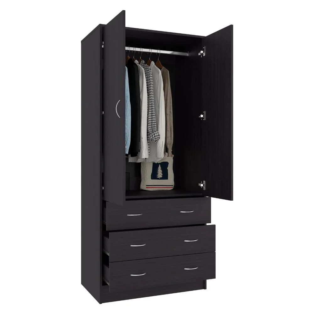 Closet Pilic, Kronos Wengue, Tres Cajones Con Gran Capacidad De Almacenamiento ZF Virtual Muebles ZF