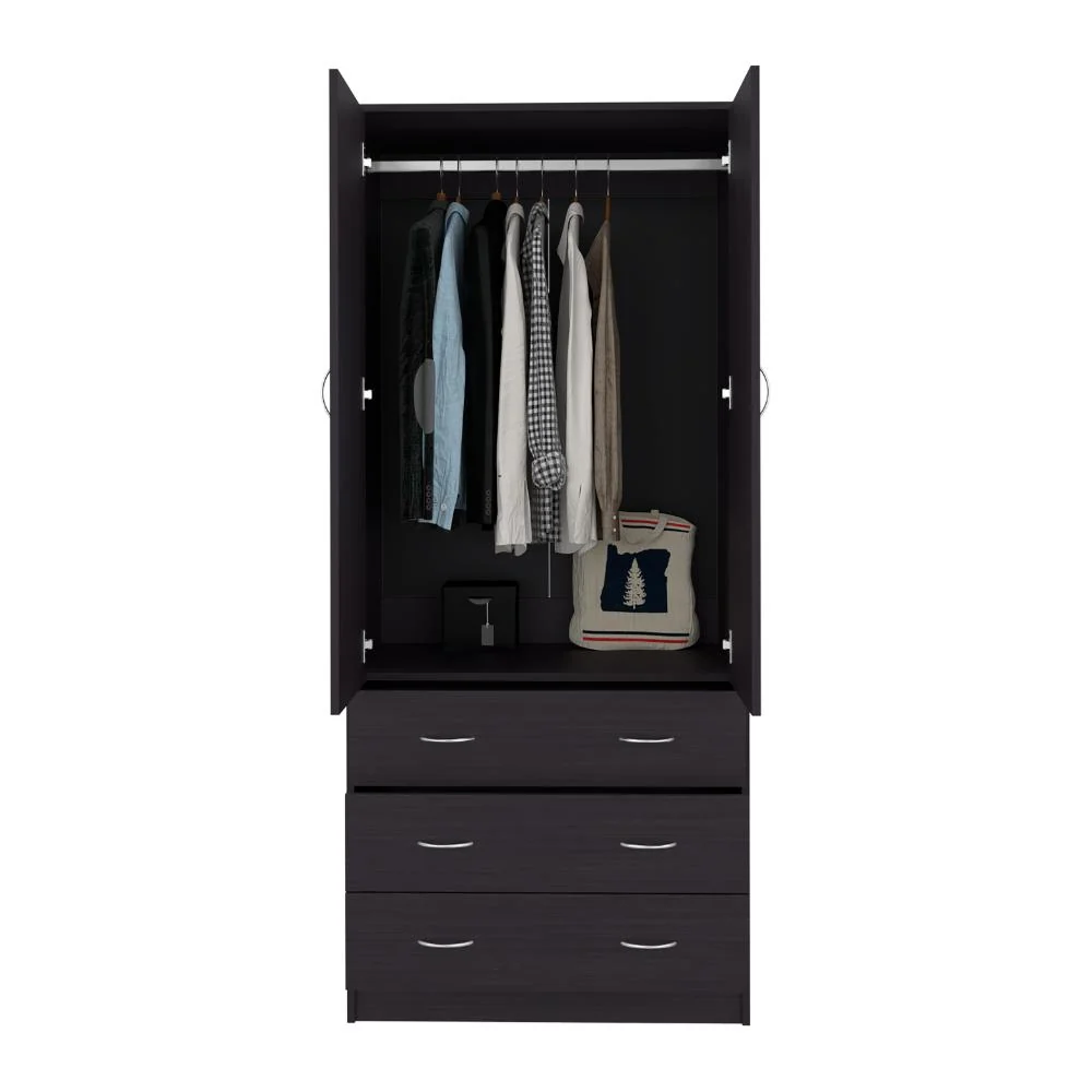 Closet Pilic, Kronos Wengue, Tres Cajones Con Gran Capacidad De Almacenamiento ZF Virtual Muebles ZF
