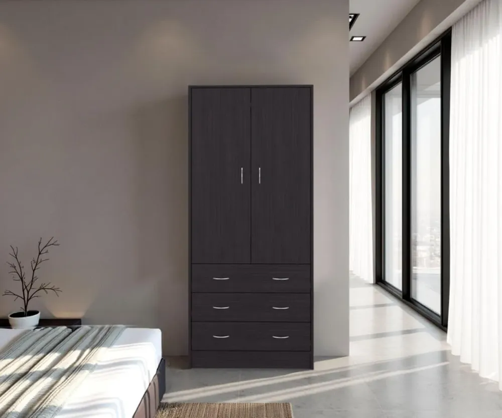 Closet Pilic, Kronos Wengue, Tres Cajones Con Gran Capacidad De Almacenamiento ZF Virtual Muebles ZF