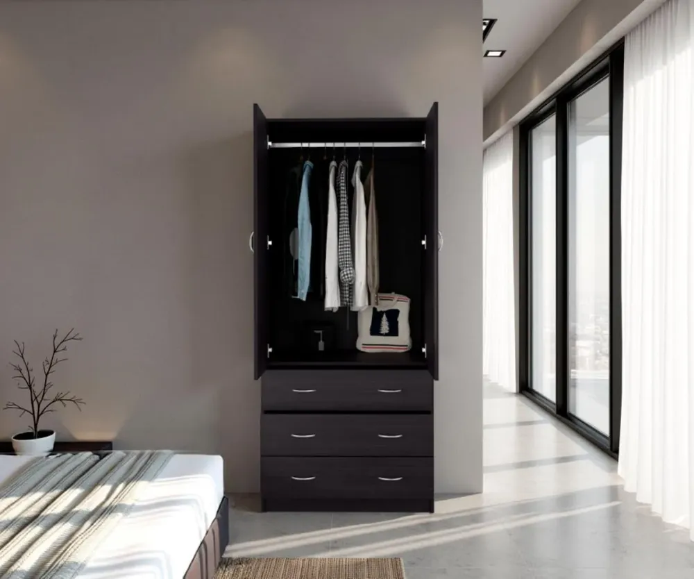 Closet Pilic, Kronos Wengue, Tres Cajones Con Gran Capacidad De Almacenamiento ZF Virtual Muebles ZF