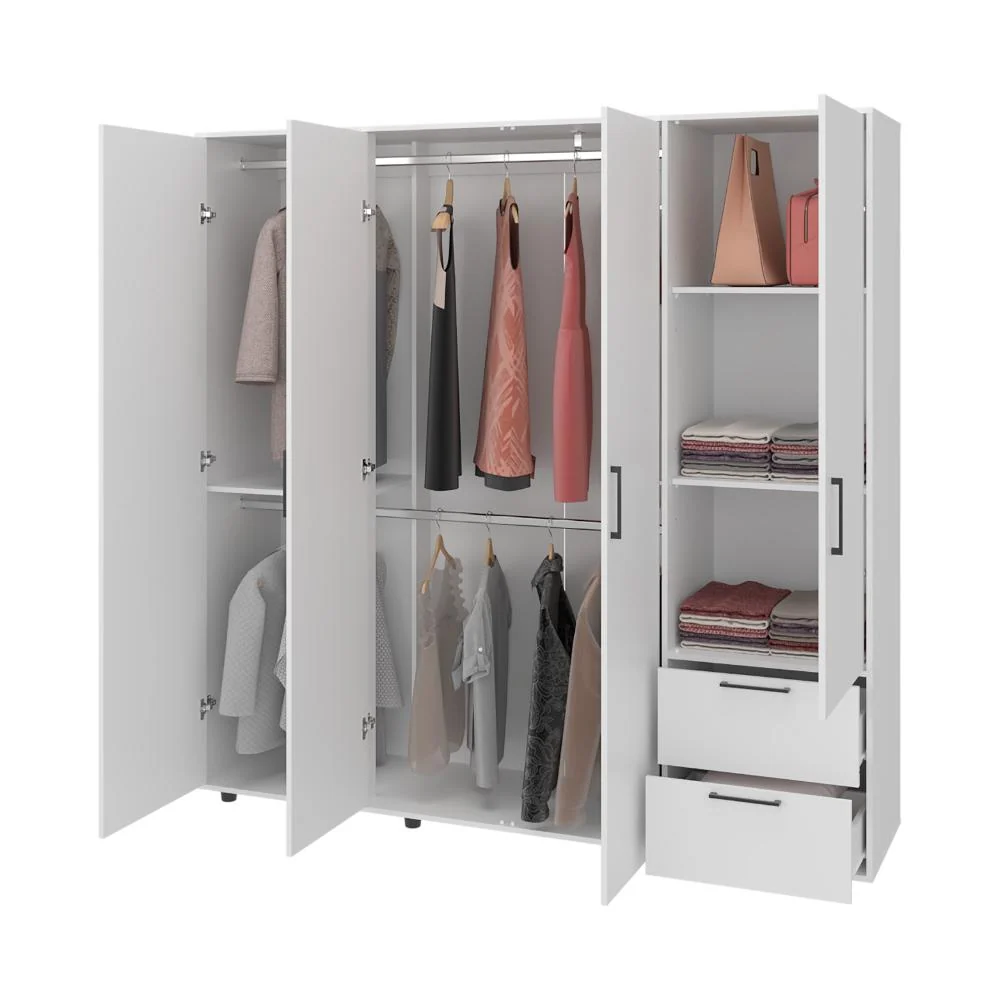 Closet Vanez, Kronos Blanco, Con cuatro puertas abatibles y dos cajones para guardar ropa ZF Virtual Muebles ZF
