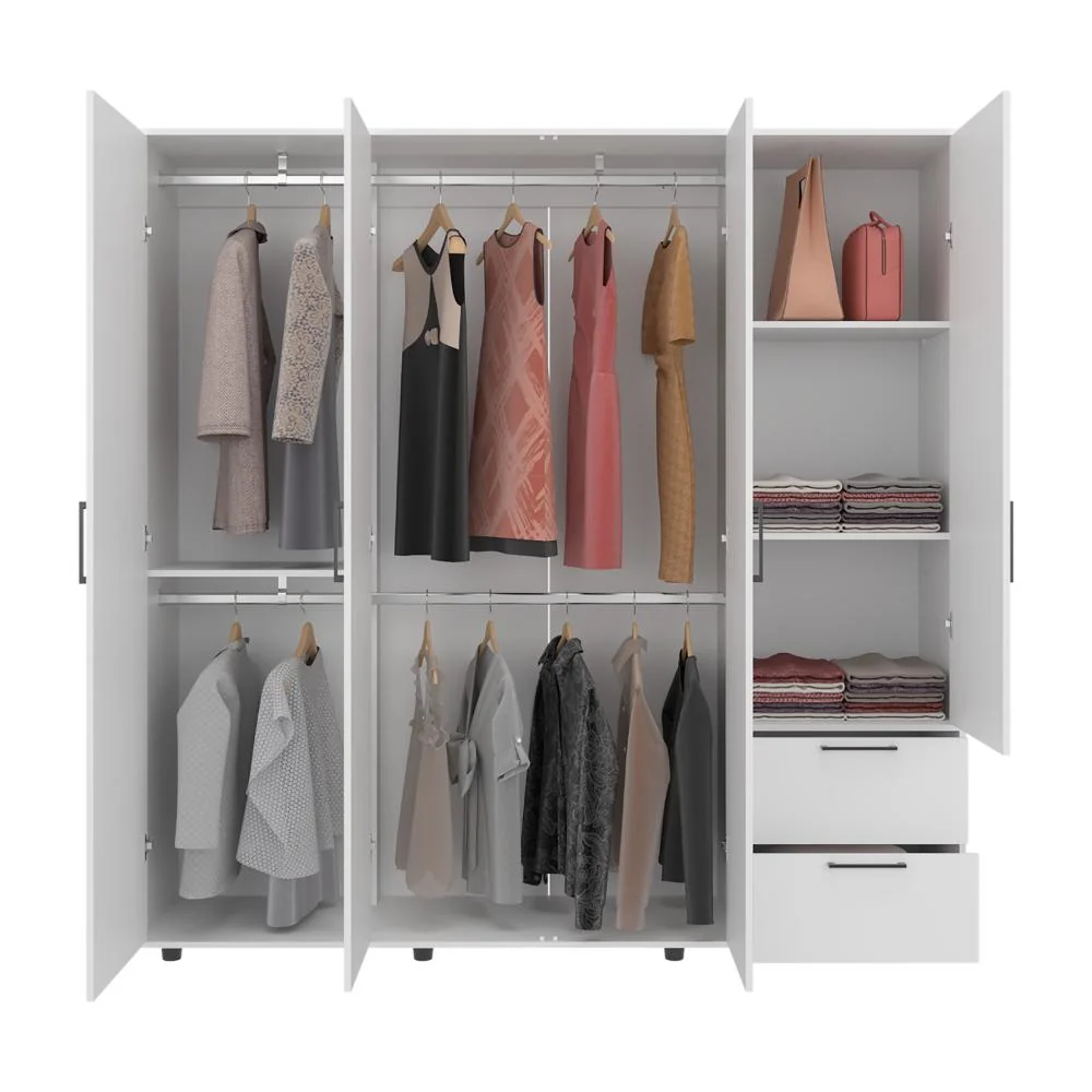 Closet Vanez, Kronos Blanco, Con cuatro puertas abatibles y dos cajones para guardar ropa ZF Virtual Muebles ZF