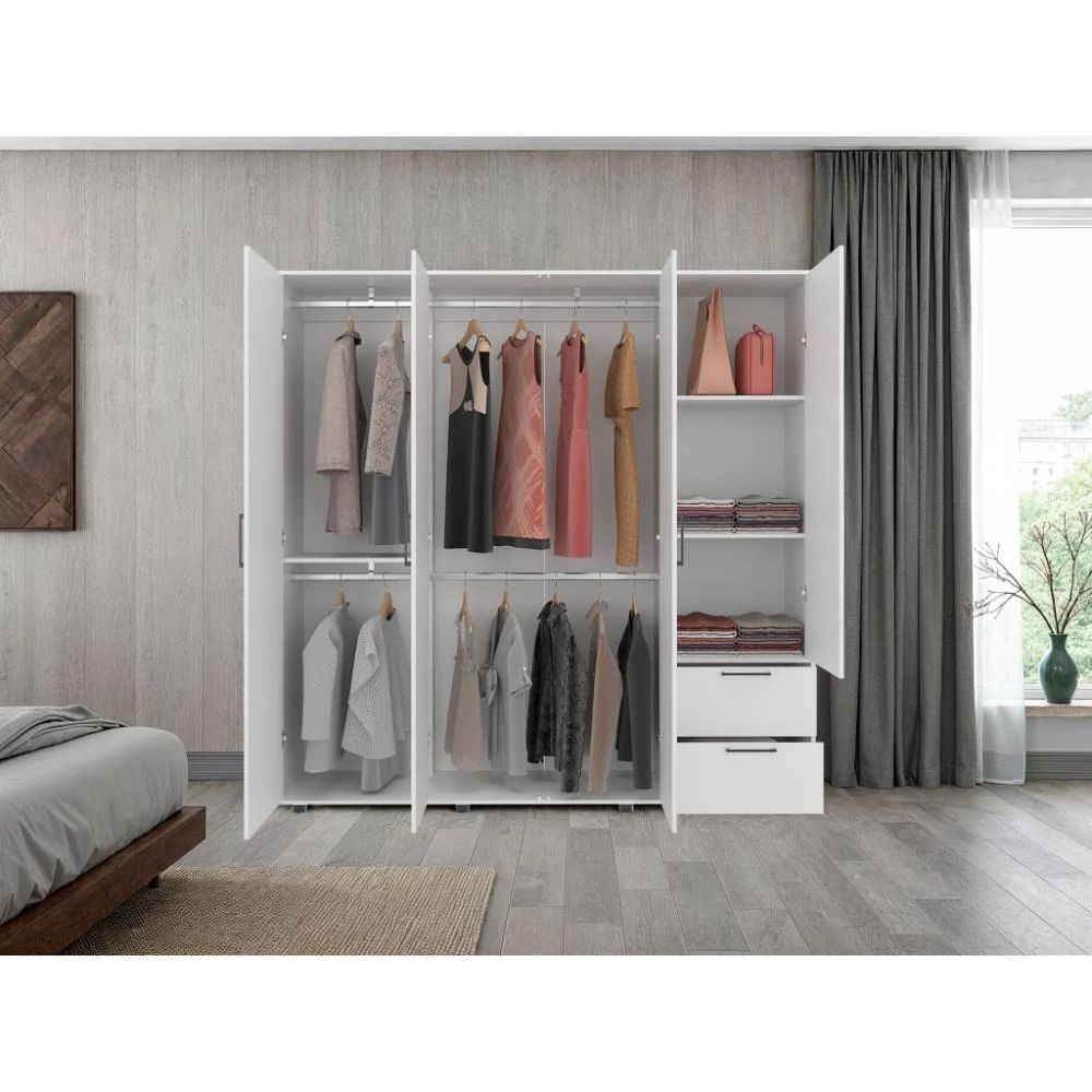 Closet Vanez, Kronos Blanco, Con cuatro puertas abatibles y dos cajones para guardar ropa ZF Virtual Muebles ZF