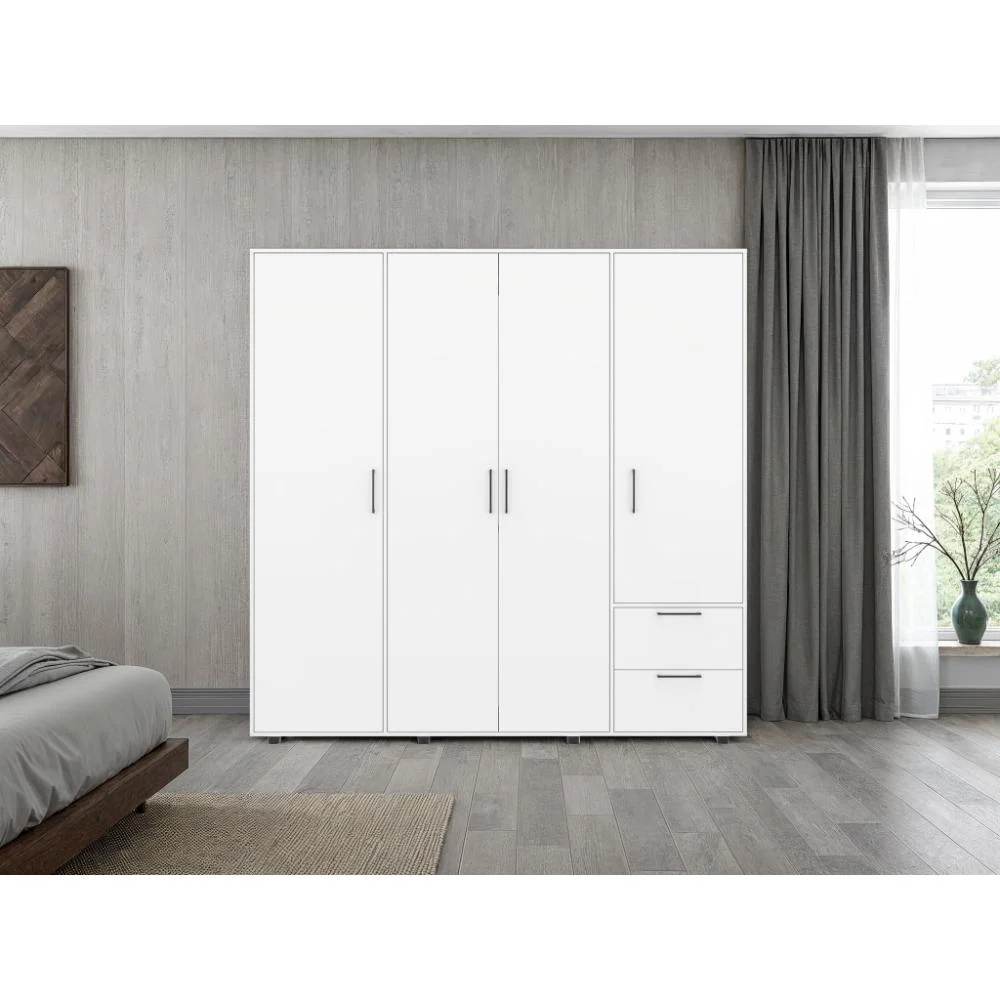 Closet Vanez, Kronos Blanco, Con cuatro puertas abatibles y dos cajones para guardar ropa ZF Virtual Muebles ZF