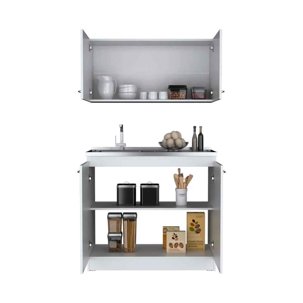 Cocina Integral Cantabria, Blanco Duqueza, Incluye Mesón Izquierdo ZF Virtual Muebles ZF