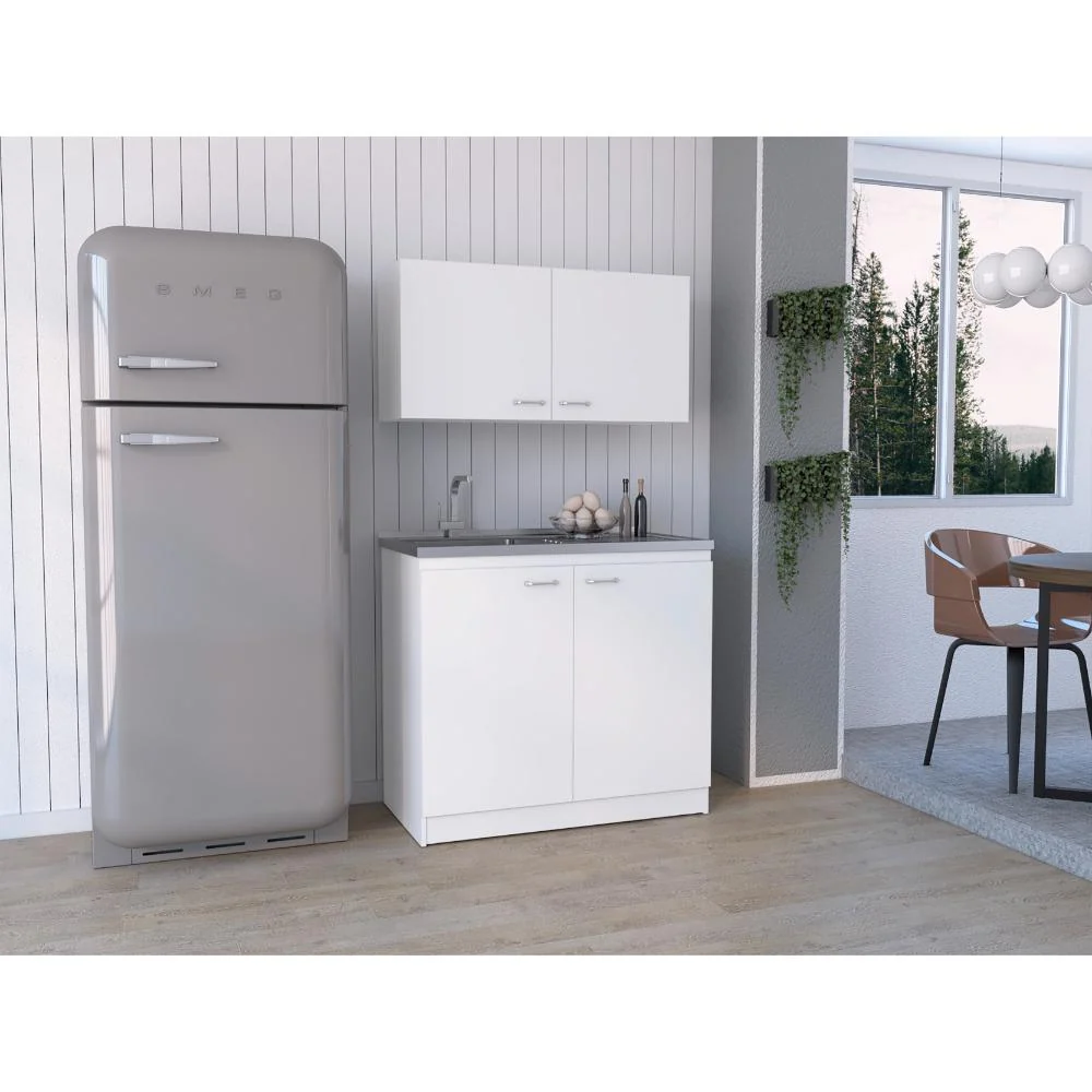 Cocina Integral Cantabria, Blanco Duqueza, Incluye Mesón Izquierdo ZF Virtual Muebles ZF