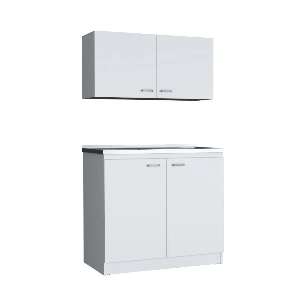 Cocina Integral Cantabria, Blanco Duqueza, Incluye Mesón Izquierdo ZF Virtual Muebles ZF