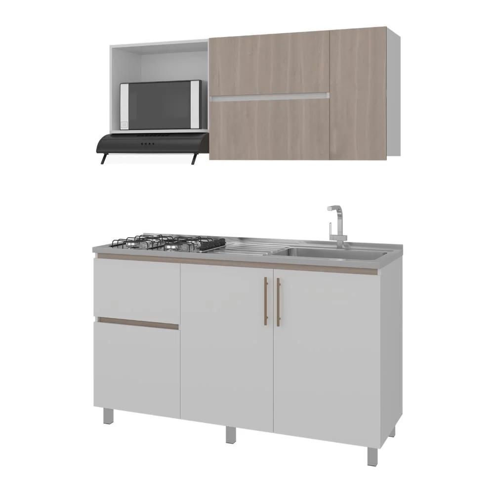 Cocina Integral Florence, Bardolino y Blanco, Incluye Mesón Derecho ZF Virtual Muebles ZF