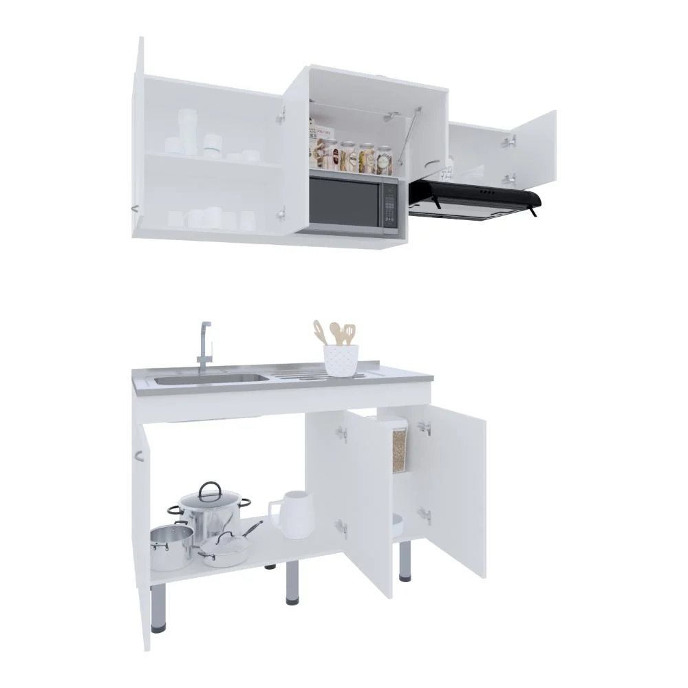 Cocina Integral Oceana, Kronos Blanco, Incluye Meson 118 cm ZF Virtual Muebles ZF