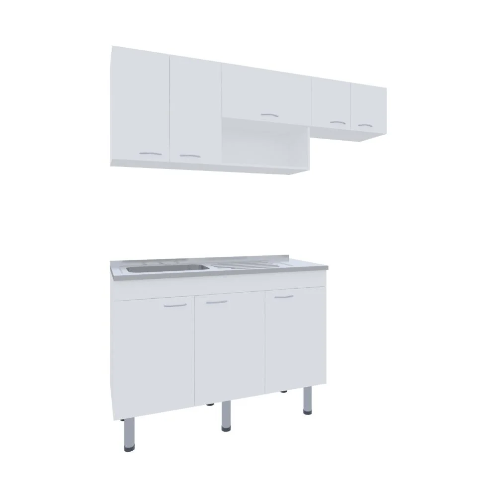 Cocina Integral Oceana, Kronos Blanco, Incluye Meson 118 cm ZF Virtual Muebles ZF